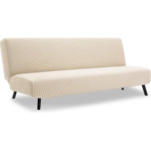 Ulteronixshop-Housse Clic Clac Extensible, Housse de Canap&eacute; Clic Clac 3 Places Ajustable &eacute;lastique Jacquard Canap&eacute;-lit Housse Protection(3 Places, Beige) - Neuf