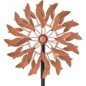 Mevronisshop-Moulin &Agrave; Vent D'ext&eacute;rieur En M&eacute;tal, 2 Voies Avec Piquet En M&eacute;tal, &Eacute;tanche &Agrave; 360 Degr&eacute;s, Moulin &Agrave; Vent Cin&eacute;tique Pour Terrasse, Jardin, Pelouse (Rouille) - Neuf