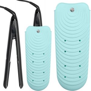KAL-Pochette En Silicone Résistante À La Chaleur Pour Fer À Lisser, Housse De Coussin De Voyage Antidérapante Pour Fer À Boucler Et Fer Plat, Support De Tapis Chauffant Portable Pour Fer À Boucler Et - Neuf