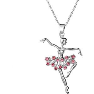 Collier Avec Pendentif En Forme De Danseuse Étoile En Argent Avec Cristaux, Pour Femme - Neuf