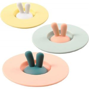 Pack De 3 Silicone De Tasse De Couvercles, De Qualité Alimentaire, De L'oreille Du Lapin En Silicone De Tasse De Couvercles, De La Poussière, Étanche À L'air De La Coupe Du Couvercle - Neuf
