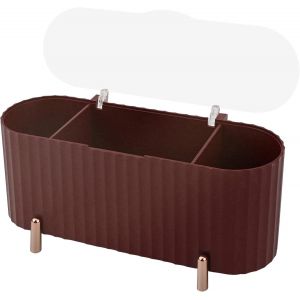 Organisateur de cotons-tiges avec couvercle (rouge) Organisateur de cotons-tiges &agrave; 3 compartiments - Neuf