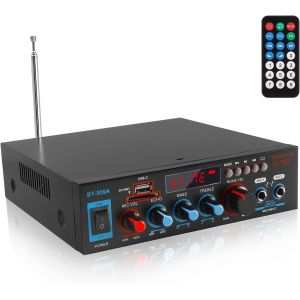 Amplificateur Audio, 800W Amplificateur Hi-FI, Amplificateur St&eacute;r&eacute;o Bluetooth 5.0, 12V 220V, Radio FM Carte SD Portable/Entr&eacute;e USB/Radio FM pour Maison ou Voiture - Neuf