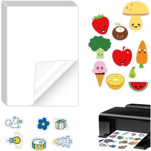 Lot de 20 autocollants en papier à imprimer-Étanche-En vinyle autocollant-À imprimer soi-même-Format A4-Blanc mat-Pour autocollants,imprimantes laser et jet d'encre - Neuf