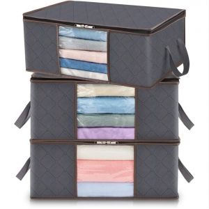3pcs 35 L Vêtements Sac De Rangement, Pliable Sous Le Lit, Une Boîte De Rangement Pour La Chambre À Coucher, Couette, Des Vêtements, Des Couvertures, Des Jouets - Neuf