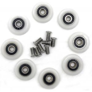 8 roulettes de porte de douche (23 mm avec vis) - Neuf