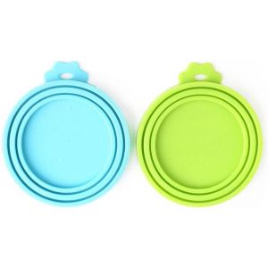 Silicone Aliments Pour Animaux De Compagnie Peut Paupières - Bleu/Vert - Pour Chiens Et Chats (Taille Universelle, Un Pour 3 De Taille Standard, Des Boîtes De Conserve) - Neuf