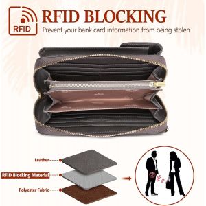 CAUC-Sac à Bandoulière pour Téléphone Femmes Portefeuille Cuir Porte Monnaie Téléphone Bandoulière RFID Blocage Épaule Portefeuille Sac avec 12 Porte Carte pour Téléphone de Moins de 7,2 pouces - Neuf