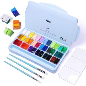 Jexnovashop-Himi Set De Peinture Gouache, 36 Couleurs X 12ml Double Tasse &Agrave; Gel&eacute;e Avec 3 Pinceaux, Design Unique En Forme De Coupe G&eacute;lifi&eacute;e Dans Un &Eacute;tui Portable, Peinture &Agrave; L'aquarelle Gouache Opaqu - Neuf