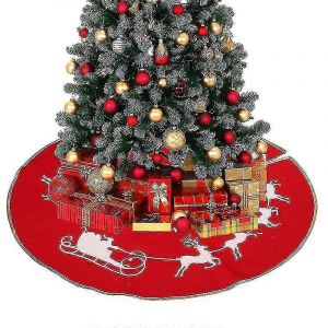 Jupe de sapin de No&euml;l 98 cm (38,5 pouces) - Jupe de sapin en toile de jute &agrave; motif &eacute;lan - Tablier de sapin de No&euml;l - Neuf