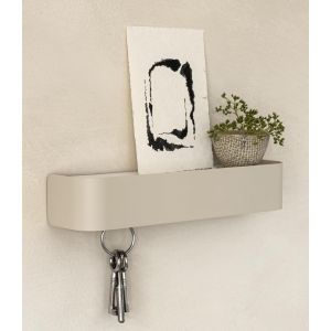 Porte clef mural 'Tone' | Design minimaliste de porte cles murale inspir&eacute; de Berlin | Accroche clef moderne avec &eacute;tag&egrave;re m&eacute;tal | Support clef &eacute;l&eacute;gant comme meuble pour l`entr&eacute;e | Taupe - Neuf