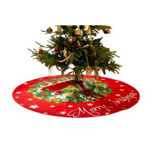 Jupe de sapin de No&euml;l 120 cm, tapis de base rouge en peluche pour d&eacute;coration de f&ecirc;tes - Neuf