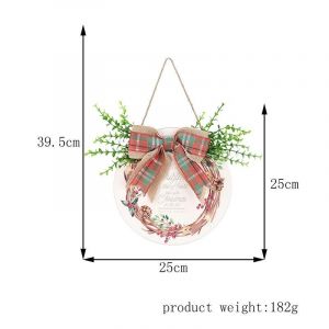 Signe De Bienvenue 3d Pour La Porte D'entr&eacute;e No&euml;l / Vacances Ornement Suspendu Couronne Ronde En Bois Avec Corde Pour La Fen&ecirc;tre De F&ecirc;te &Agrave; La Maison De Type A - Neuf