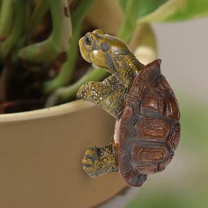 MEVRONISSHOP-Pot de Fleurs en Forme de Tortue en R&eacute;sine, Figurine Grimpante Mignon, Statue Suspendue D&eacute;coration de Jardin Vase Terrarium - Neuf