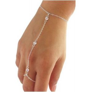 Eryi-Bracelet De Doigt En Cristal Boho Bracelet De Chaîne D'esclave Argenté Bracelet De Poignet En Strass Bracelet De Main Personnalisé Bracelet De Chaîne Bijoux Pour Femmes Et Filles Cadeaux - Neuf