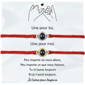 ERYI-Bracelet Tressé De Projection Pour Couple - Je T'Aime 100 Langues - Cadeau St Valentin Et Anniversaire - Neuf