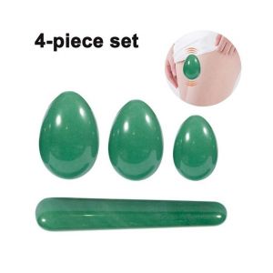 Ensemble D'?Ufs De Massage En Cristal De Jade - 4 Pièces Pour La Guérison Des Chakras Et Le Renforcement Du Plancher Pelvien, Comprenant Des ?Ufs De Quartz Naturel Et Un Bâton De Massage - Neuf