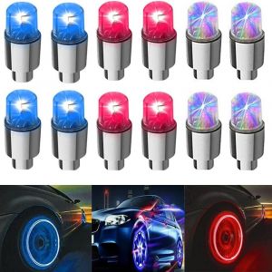 Lot De 12 Bouchons De Valve De Pneu À Led Pour Roues De Vélo, Éclairage Néon Pour Voiture, Moto, Vélo (Mélange De 3 Couleurs) - Neuf