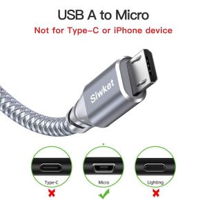 C&acirc;bles Micro Usb 3m, C&acirc;ble De Charge Usb A Vers Micro Tress&eacute; En Nylon C&acirc;ble De Charge Android Compatible Pour Samsung Galaxy S7 S6 Edge J7 J5 J3, Redmi Note 5, Huawei, Sony, Lg, Kindle, Ps4 - Neuf