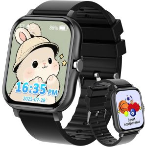 Montre Connect&eacute;e Enfant Filles Gar&ccedil;ons avec 1,57 Pouces Bricolage Visage Apprendre Cartes Musique Histoires de Chevet, Montre Enfant Anniversaire Cadeaux Jouets pour Enfants 4 5 6 7 8+ (Black) - Neuf