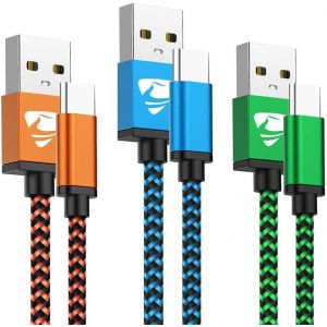 SHIBA-Cable USB C, [2M/Lot de 3] Cable USB vers USB C Charge Rapide 3A Cordon Chargeur Type C Tressé Câble USB C pour Samsung Gala[2 - Neuf