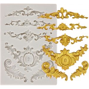 Kal-Moules Baroques En Silicone Pour Fondant, Bordure En Dentelle, Curlicues, Pâte À Sucre, Chocolat, Décoration De Gâteaux, Pâte À Sucre, Pâte Polymère - Neuf