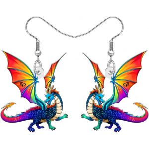 Kal-Boucles D'oreilles Dragon Épée Fantaisie Acrylique Pendentif Bijoux De Dinosaures Cool Stuff Cadeaux Esthétiques De Dragon Pour Les Femmes, Les Mamans Et Les Amoureux Des Animaux - Neuf