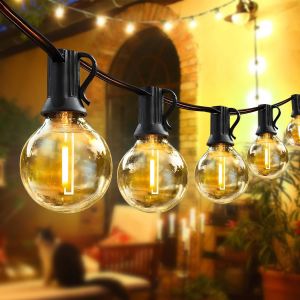Aiou-Guirlande Lumineuse Exterieure 10m Guirlande Guinguette Exterieur Avec 15+1 G40 Led Ampoules 0.6w Imperméable 2700k Guirlande Exterieur Blanc Chaud Chaîne Lumiere Exterieur (10m 15+1) - Neuf