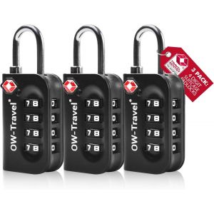 KALANKA-Cadenas TSA pour Valise. Cadenas Code 4 Chiffres Antivol pour Bagages Casier Rangement Tente Camping. TSA Bagages Combinaison USA. Accessoires de Voyage avion. Serrure Valise 3 Noir - Neuf