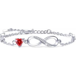 Id&eacute;e Cadeau No&euml;l Bracelet Pour Femme En Argent 925 Avec Zircone Cubique Signe Infini C?Ur Bijoux Cadeaux Pour Femme M&egrave;re, Argent Sterling, Oxyde De Zirconium - Neuf