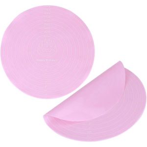 Ayuhr-2 Pièces Tapis De Pâtisserie En Silicone Tapis De Roulage De Pâte Rond Tapis De Pâtisserie Antiadhésif Feuille De Doublure De Comptoir Pour Support De Plateau Tournant - Neuf