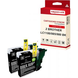 NOPAN-INK - x2 Cartouche compatible pour BROTHER LC 985 XL LC985XL Noir Terre - Neuf