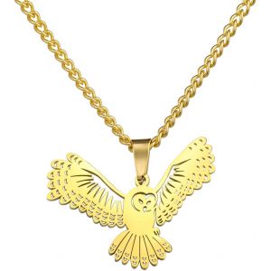 Animaux Collier Phoenix/Owl Collier Acier Inoxydable Pendentif Rond Cha&icirc;ne Bijoux Homme Femme Cadeau D'anniversaire - Neuf