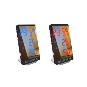 R&eacute;veil miroir LED USB avec affichage de la temp&eacute;rature et de l'humidit&eacute; - Neuf