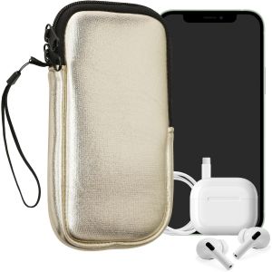 KALANKA-Housse Universelle Smartphone - Pochette de Protection 17,7 x 8,5 cm pour t&eacute;l&eacute;phone Portable XXL - 7"" en n&eacute;opr&egrave;ne m&eacute;tallique dor&eacute; - Neuf
