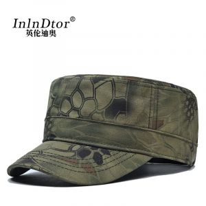 Chapeau Imprimé Python À Dessus Plat Pour Hommes,Casquette D'escalade À Séchage Rapide,Protection Solaire De Survie En Plein Air,Casquette Militaire,Printemps Et Été - Neuf