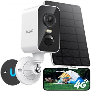 4G Magn&eacute;tique Portable Cam&eacute;ra de Surveillance sans Fil,pour Voyage/Camping,2K HD Cam&eacute;ra Solaire Ext&eacute;rieur/Interieur,Batterie 9000mAh,PTZ 300&deg;,Carte SIM Int&eacute;gr&eacute;e,Audio Bidirectionnel(NO WiFi) - Neuf