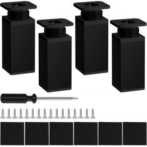 Meuble Reglable Pied, 4PCS Pieds R&eacute;glable 0-20mm Meuble Pieds de Meuble Pied de Table Pieds pour Meubles Table Chaise Bureau Cuisine Armoire Canap&eacute;,Livr&eacute; avec Vis et Tournevis (10cm) - Neuf