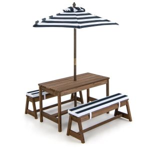 Table Et 2 Bancs De Jardin Pour Enfants 89 X 44 X 50 Cm Confort Assise Ergonomique Ambiance Cosy En Sapin Bleu Helloshop26 20_0019647 - Neuf