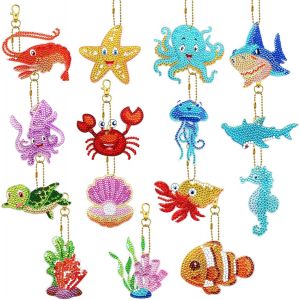 15 Pi&iquest;&iquest;Ces 5d Porte-Cl&iquest;&iquest;S De Peinture Diamant Ocean Series Full Drill Bricolage Diamant Peinture Porte-Cl&iquest;&iquest;S Kits Diamant Art Porte-Cl&iquest;&iquest;S Cristal Strass Pendentif D&iquest;&iquest;Coration Art Artisanat Pour Fille Femme - Neuf