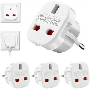 KALANKA-Adaptateur Prise UK vers France, 4 Pi&egrave;ces Adaptateur de Voyage Europe Francais, Adaptateur Prise pour la Connexion d'appareils &eacute;trangers, par ex. Allemagne Espagne France Italie - Neuf