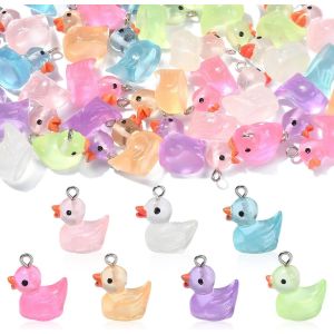 Ytseazn-Lot De 35 Breloques En Résine Transparente 7 Couleurs En Forme De Canard-Pendentifs Lumineux Pour La Fabrication De Bijoux-Décoration D'intérieur - Neuf