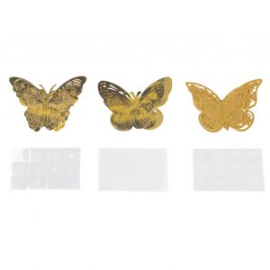 Hjlian Decoration Murale Papillon 3d Creuse, Belle Et Elegante, Doree, Pour Salon, Fete - Neuf