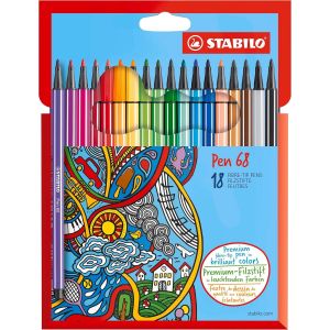 Feutre Dessin-Pen 68-Étui Carton X 18 Feutres De Coloriage Pointe Moyenne - Neuf
