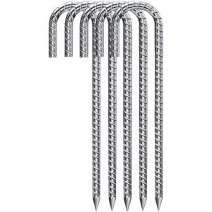 Yemaesre-5 Pcs Pour Sardines De Fixation, 30 Cm Piquet Ancrage, Piquets De Sol En Forme De J, Piquets De Tente Ancrage Trampoline En Metal Pour Fixation Tente De Camping Balançoire Jardin - Neuf