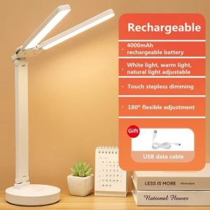 Ore-Lampe De Bureau Led 3 Niveaux Dimmable Tactile Veilleuse Usb Rechargeable Protection Des Yeux Lampe De Table Pliable Pour Chambre Chevet Lecture-Rechargeable- - Neuf