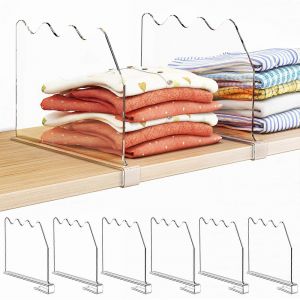 Lot de 6 separateurs d'etageres transparents pour l'organisation de la chambre - Neuf