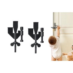 Lot de 2 verrous de porte portables pour la s&eacute;curit&eacute; des voyages et de la maison, r&eacute;glables et faciles &agrave; installer - Neuf
