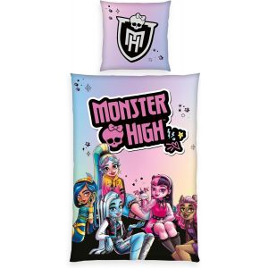 Ulteronixshop-Parure De Lit Monster High, Taie D'oreiller 80 X 80 Cm Avec Fermeture &Eacute;clair Et Motif R&eacute;versible, Housse De Couette 135 X 200 Cm, Avec Fermeture &Eacute;clair, 100% Coton/Renforc&eacute; - Neuf