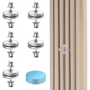KALANKA-10 Pi&egrave;ces Aimant pour Rideaux, 20 mm Embrase de Rideaux Aimant&eacute;, Rond avec Autocollant, Antirouille Aimants Bouton de Rideau, Argent&eacute;, pour Chambre, Salon, Salle &agrave; Manger, Salle Bain, Bureau - Neuf